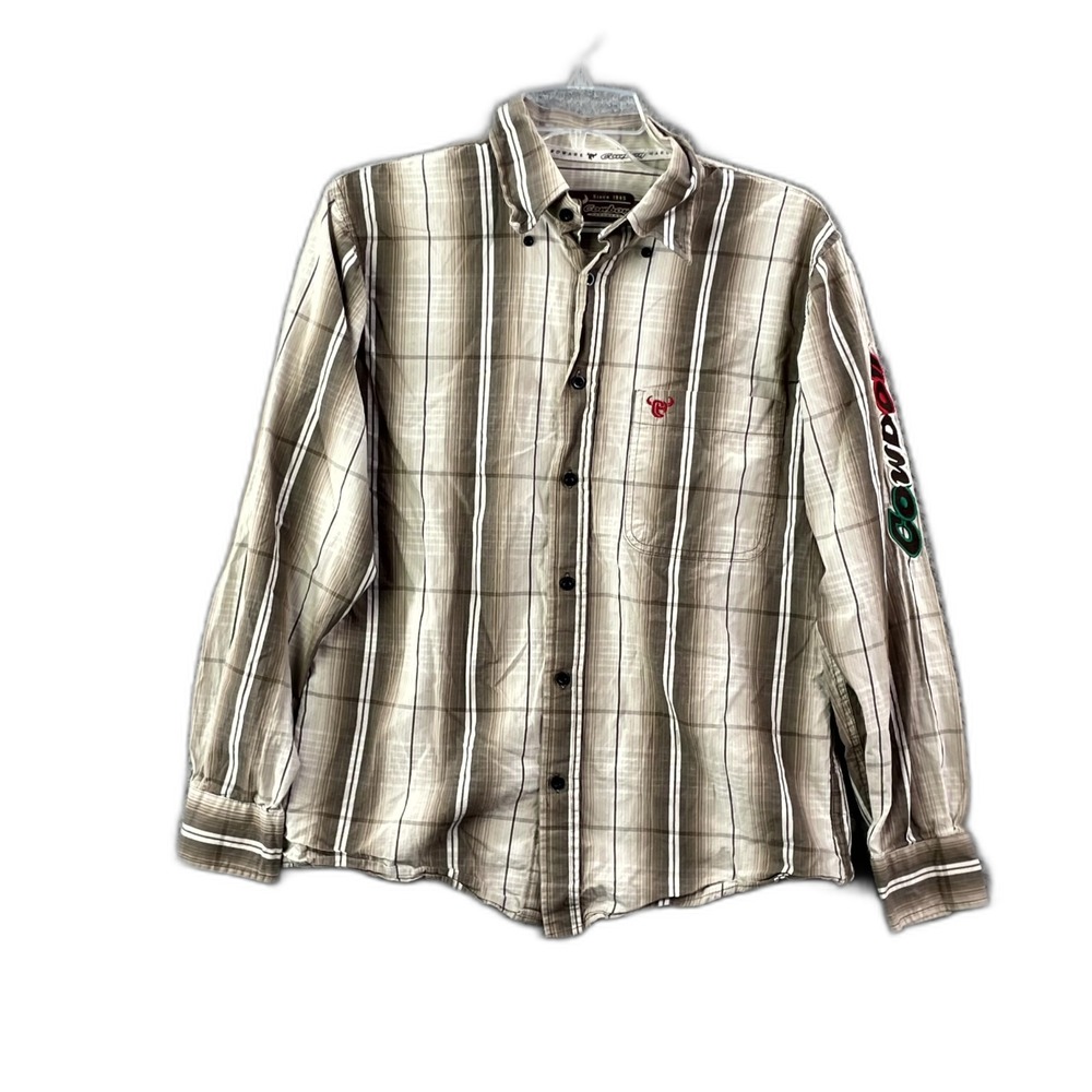 Cowboy Hardware Shirt Mens Small Multicolor Plaid Button Down Western Rancher